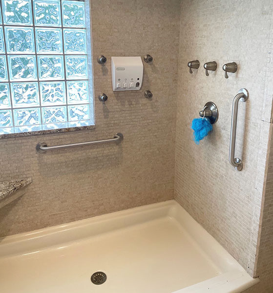 A bathroom modification using grab bars by Amramp Eastern Tennessee for a customer in Marion, VA.