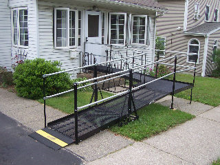 The wheelchair ramp in the entrance of house at Randolph, MA