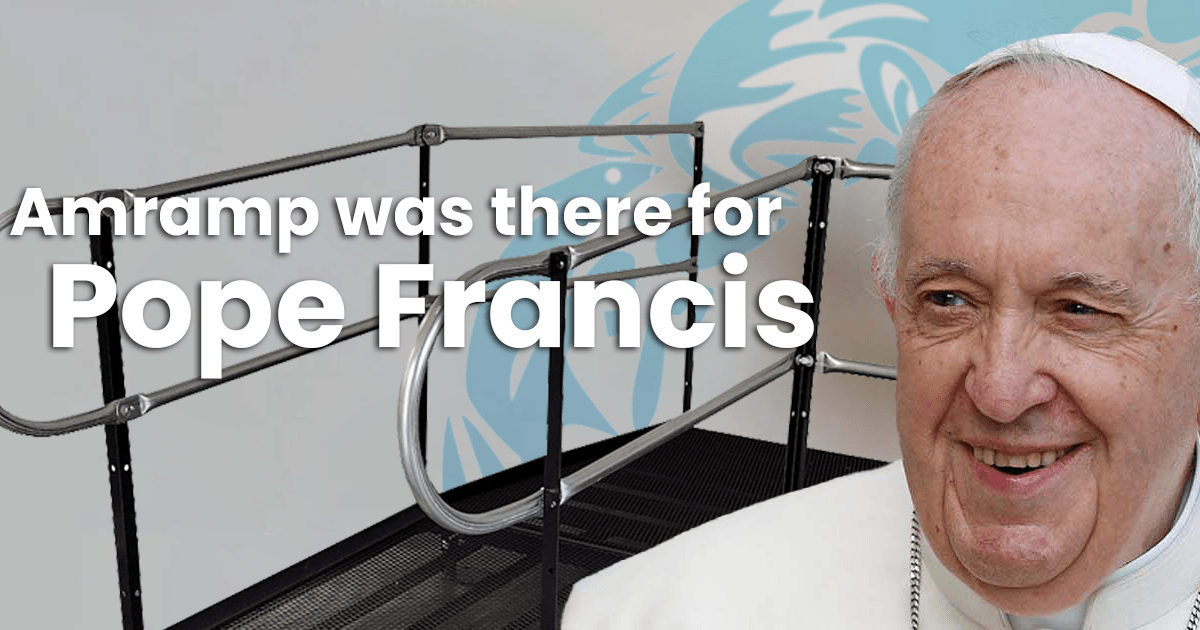 Amramp Edmonton designed and installed a safe sturdy ramp and platform for Pope Francis to access the stage with his wheelchair.