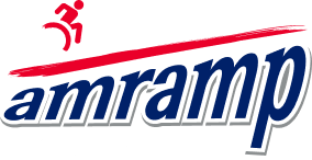 Amramp logo - a red wheelchair going up a red ramp on top of the words amramp accessibility