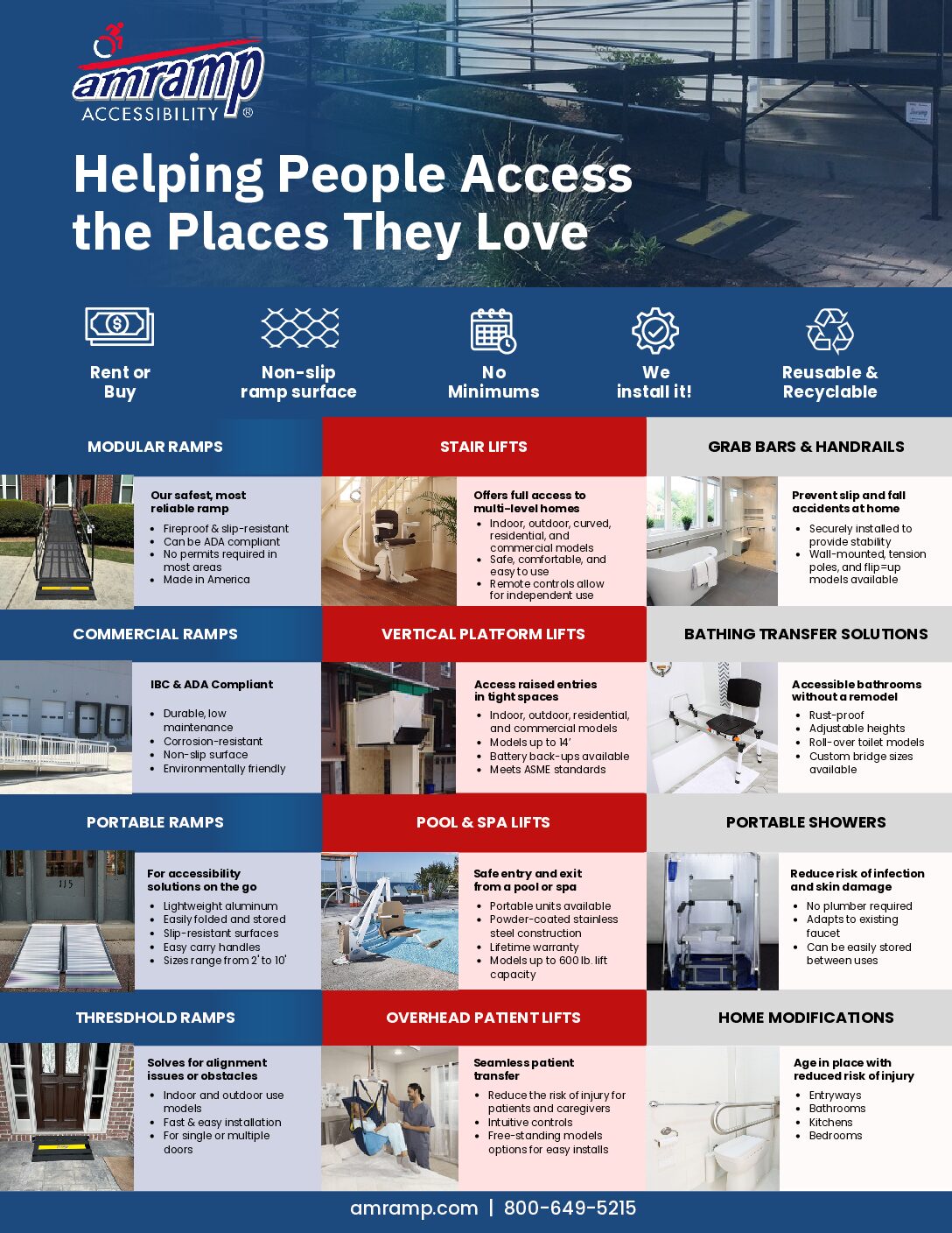 Cover of the flyer from Amramp - helping people access the places they love
