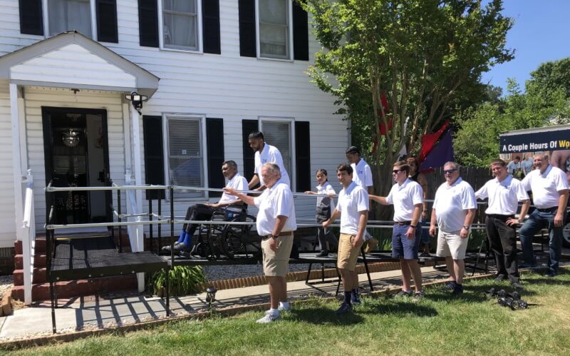 Volunteers from RampsRVA worked to install wheelchair ramp in Richmond, VA.