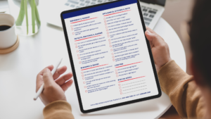 a person reviews the second page of Amramp's home safety assessment checklist on a tablet
