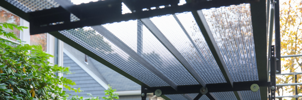 The mesh underside of a steel modular Amramp ramp.